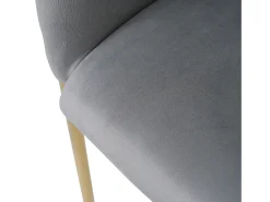 Juego de 2 sillones de terciopelo - con 4 patas de metal dorado - Gris