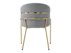 Juego de 4 sillones de terciopelo - con 4 patas de metal dorado - Gris
