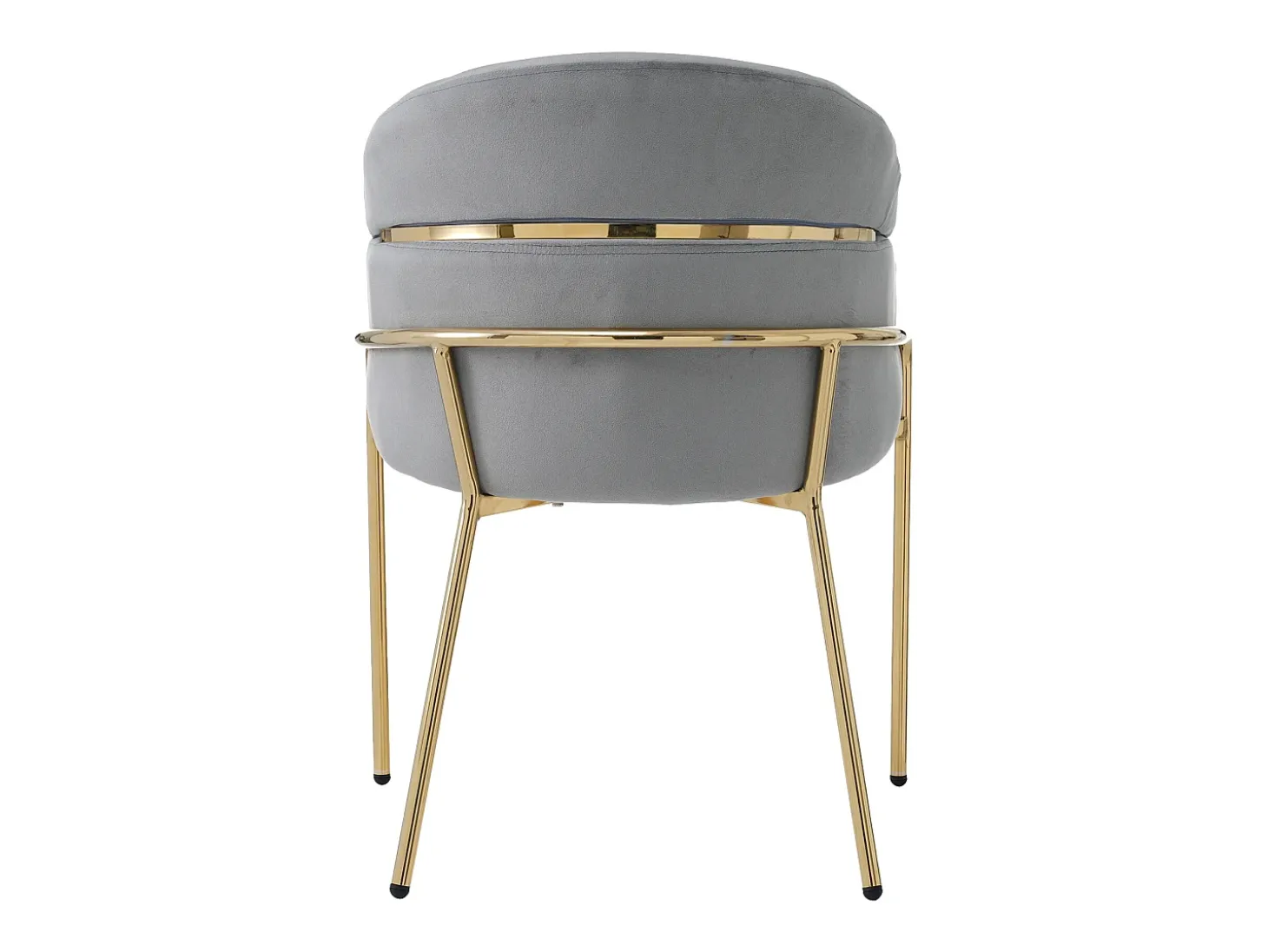 Juego de 4 sillones de terciopelo - con 4 patas de metal dorado - Gris