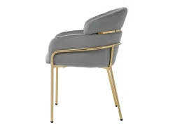 Juego de 4 sillones de terciopelo - con 4 patas de metal dorado - Gris