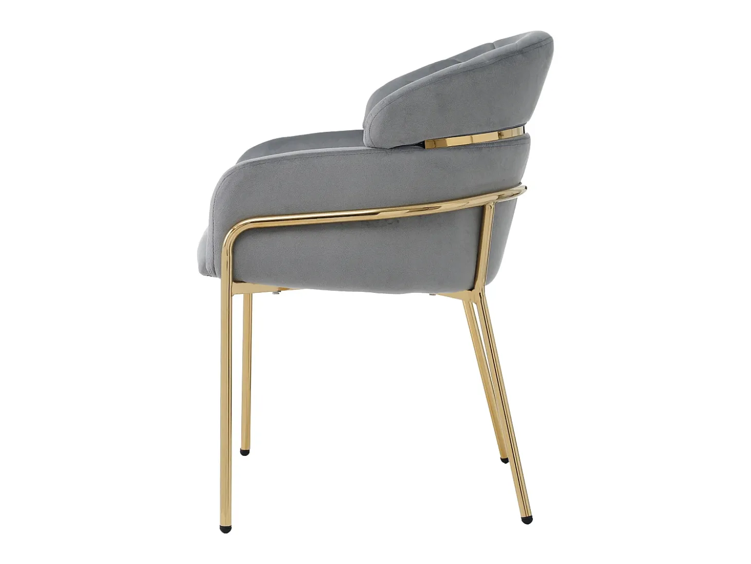 Juego de 4 sillones de terciopelo - con 4 patas de metal dorado - Gris