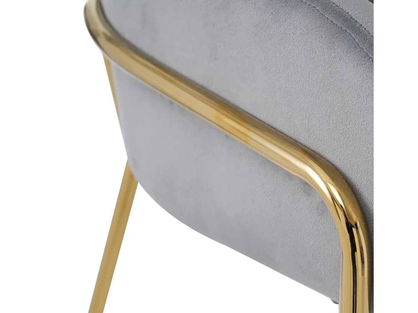 Juego de 4 sillones de terciopelo - con 4 patas de metal dorado - Gris