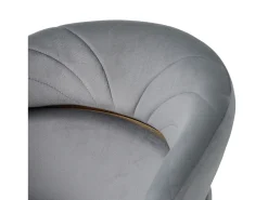 Juego de 4 sillones de terciopelo - con 4 patas de metal dorado - Gris