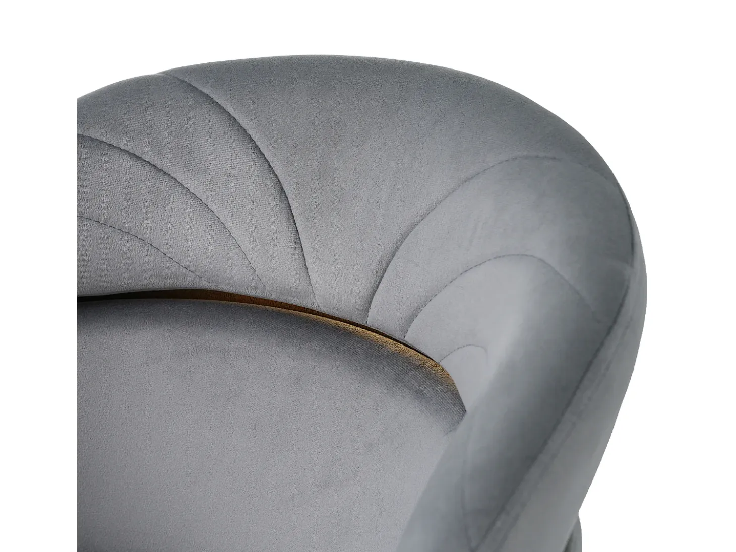 Juego de 4 sillones de terciopelo - con 4 patas de metal dorado - Gris