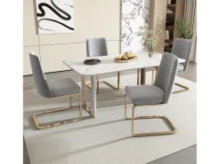 Juego de 2 sillones de terciopelo de lujo - 64,14 x 63,5 x 47,63 cm - respaldo de diamante - patas de metal dorado - gris