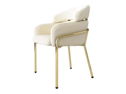 Juego de 6 sillones de terciopelo - con 4 patas de metal dorado - Beige