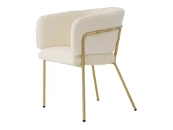 Juego de 2 sillones para comedor, salón o dormitorio - en imitación plumón de conejo - con 4 patas de metal dorado - Beige