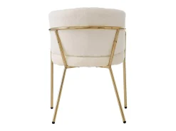 Juego de 2 sillones para comedor, salón o dormitorio - en imitación plumón de conejo - con 4 patas de metal dorado - Beige