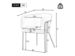 Juego de 2 sillones para comedor, salón o dormitorio - en imitación plumón de conejo - con 4 patas de metal dorado - Beige