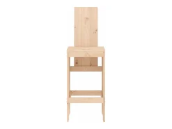 Juego de 2 Taburetes altos de cocina madera maciza pino 40x42x120 cm ES68121