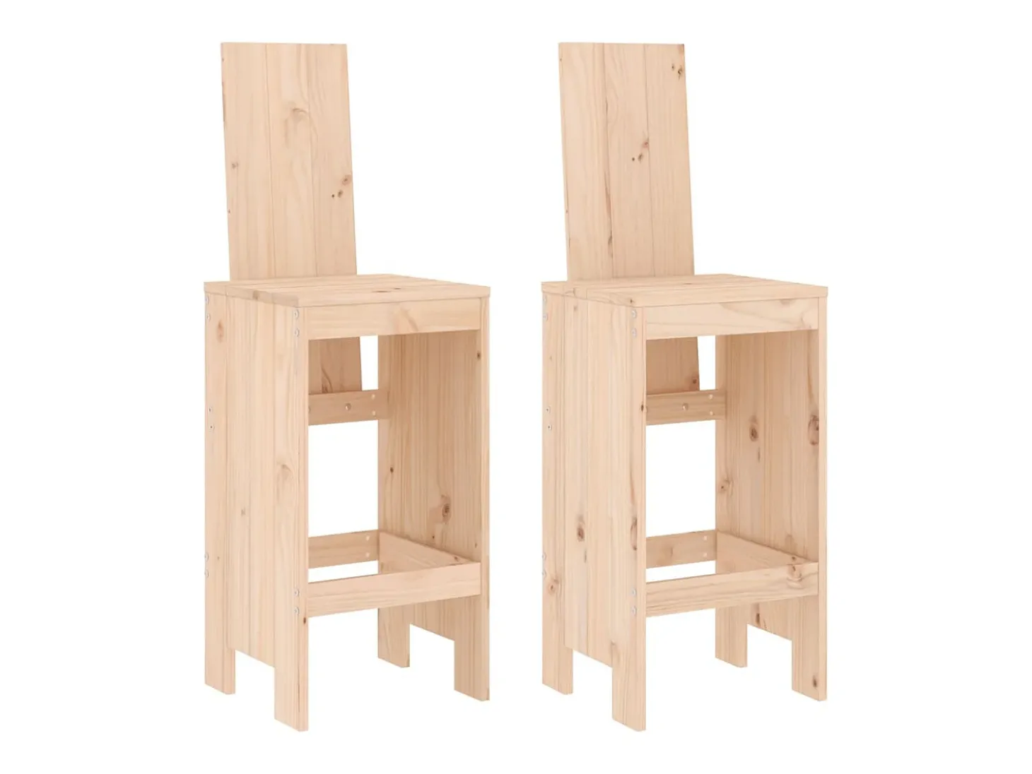 Juego de 2 Taburetes altos de cocina madera maciza pino 40x42x120 cm ES68121
