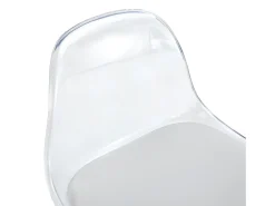 Juego de 2 taburetes de bar con respaldo transparente - Altura ajustable - Patas de metal plateado