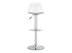 Juego de 2 taburetes de bar con respaldo transparente - Altura ajustable - Patas de metal plateado