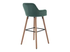 Juego de 2 taburetes de bar de terciopelo y metal efecto madera de haya - Verde oscuro - ELEANA
