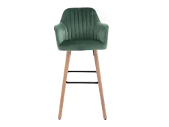 Juego de 2 taburetes de bar de terciopelo y metal efecto madera de haya - Verde oscuro - ELEANA