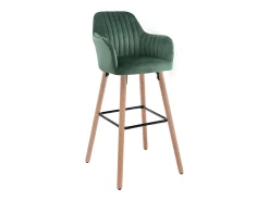 Juego de 2 taburetes de bar de terciopelo y metal efecto madera de haya - Verde oscuro - ELEANA