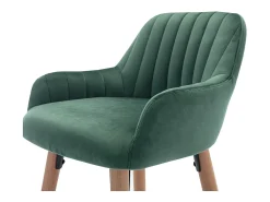 Juego de 2 taburetes de bar de terciopelo y metal efecto madera de haya - Verde oscuro - ELEANA
