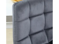 Juego de 2 taburetes de bar modernos, tapizado de terciopelo, patas de acero, pies antideslizantes, hasta 120 kg, 105 cm de alto, color gris