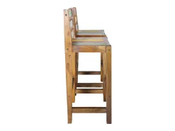 Juego de 2 taburetes de bar de madera maciza recuperada