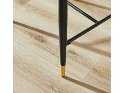 Juego de 2 taburetes de bar en tejido chenilla marrón claro - Patas de metal negro y dorado