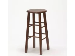 Juego de 2 taburetes de bar redondos h 68 cm en nogal oscuro patas rectas