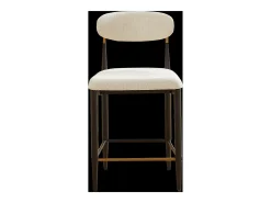 Juego de 2 taburetes de bar de tela beige - Estructura de metal negro y marrón