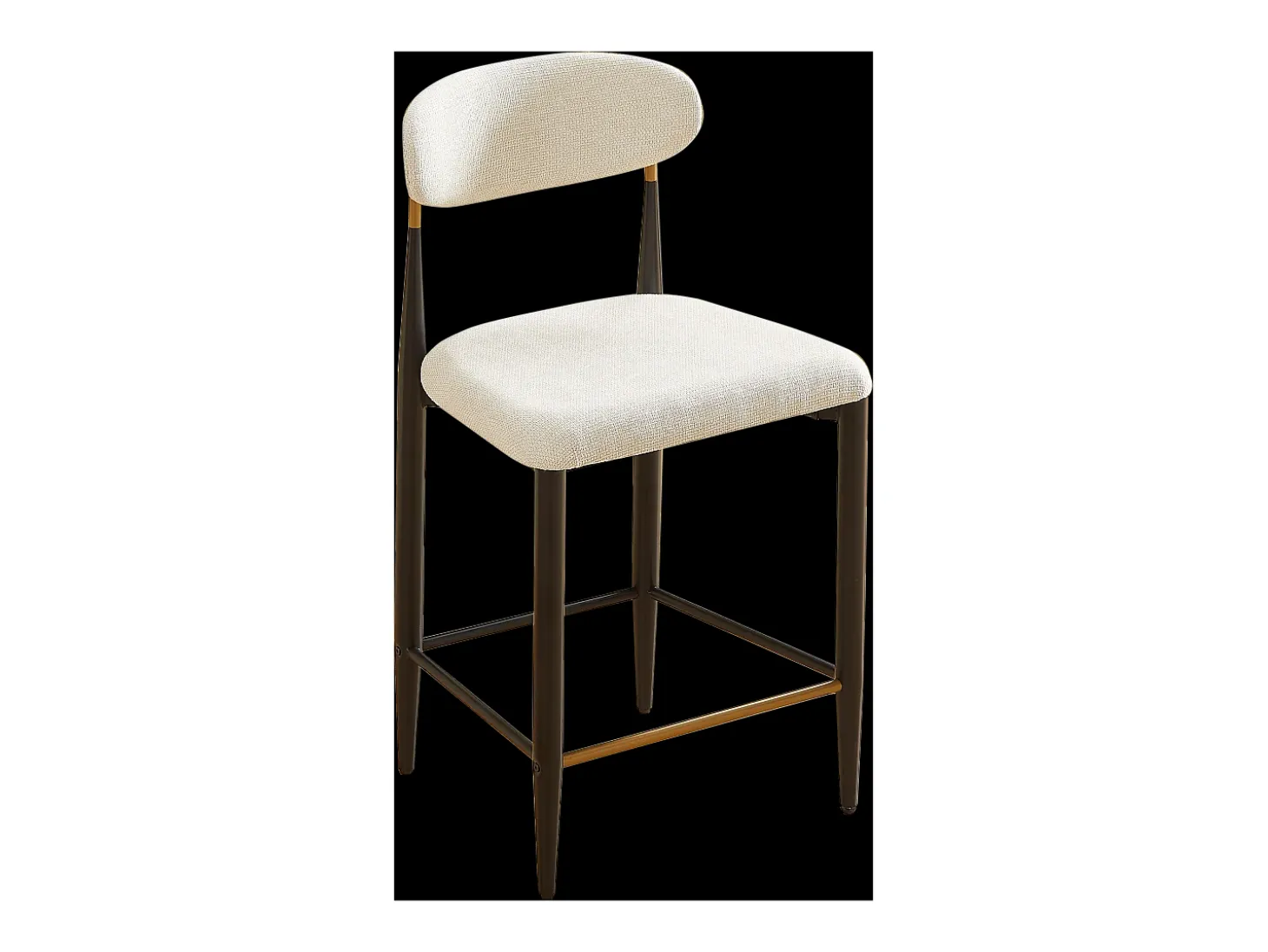 Juego de 2 taburetes de bar de tela beige - Estructura de metal negro y marrón