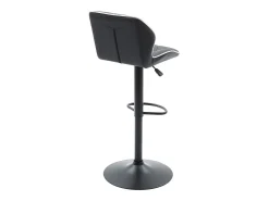 Juego de 2 taburetes de bar de piel sintética y acero - Altura regulable - Negro - CALVIN