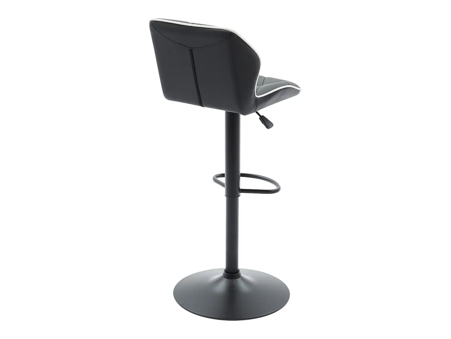 Juego de 2 taburetes de bar de piel sintética y acero - Altura regulable - Negro - CALVIN