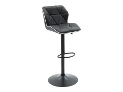Juego de 2 taburetes de bar de piel sintética y acero - Altura regulable - Negro - CALVIN