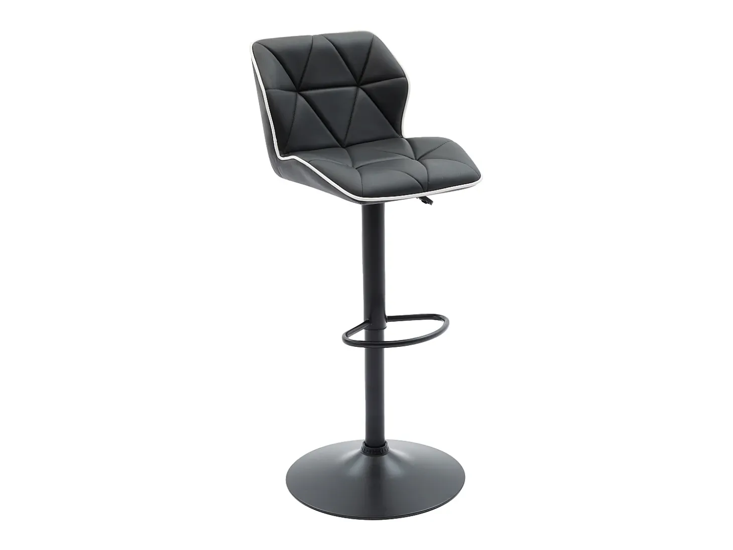 Juego de 2 taburetes de bar de piel sintética y acero - Altura regulable - Negro - CALVIN
