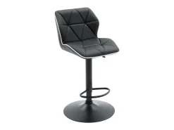 Juego de 2 taburetes de bar de piel sintética y acero - Altura regulable - Negro - CALVIN