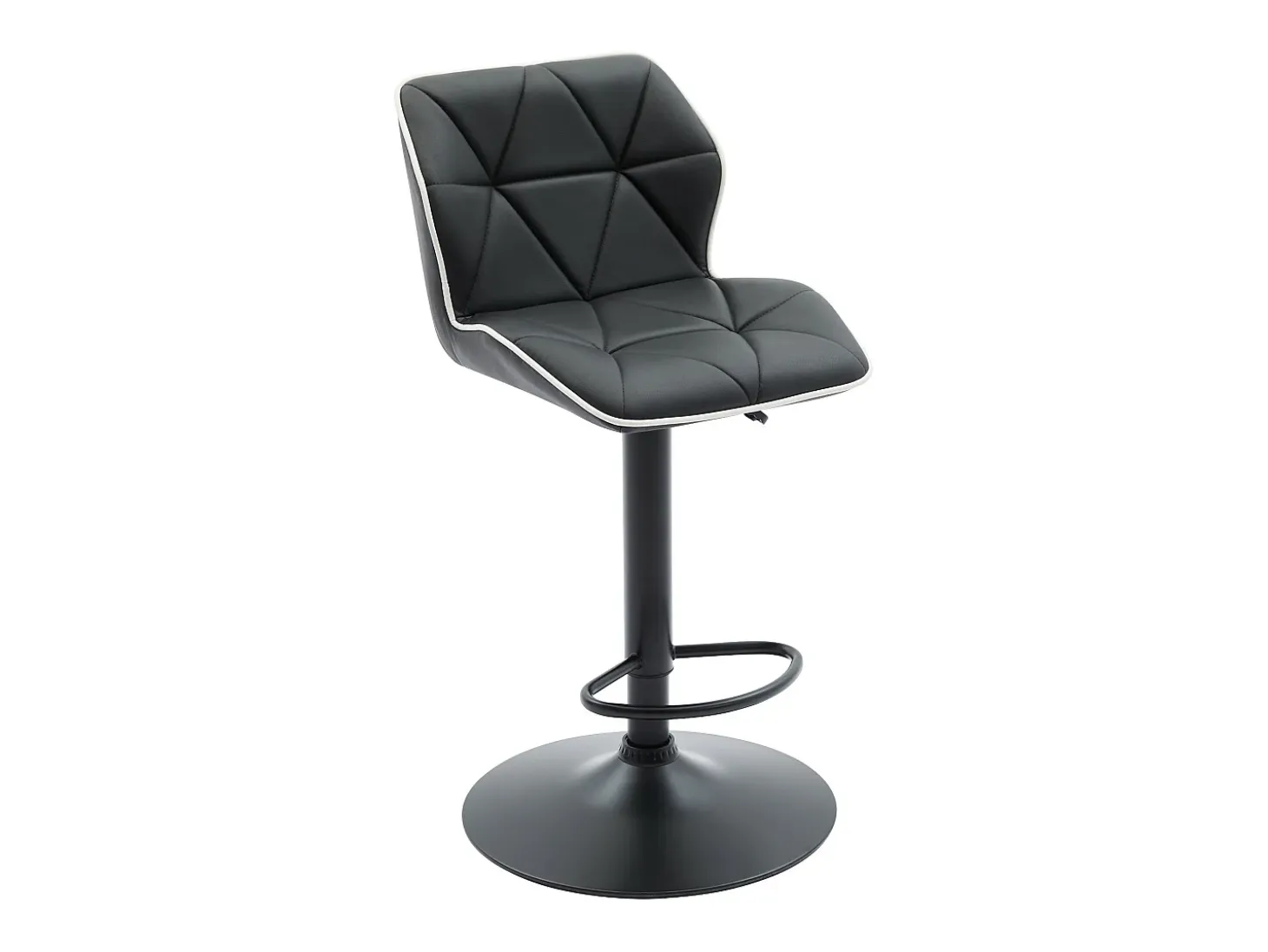 Juego de 2 taburetes de bar de piel sintética y acero - Altura regulable - Negro - CALVIN