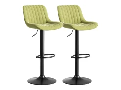 Juego de 2 taburetes de bar giratorios - altura ajustable y giro de 360° - terciopelo verde
