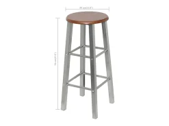 Juego de 4 taburetes de bar de MDF plateado y marrón