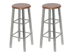 Juego de 4 taburetes de bar de MDF plateado y marrón