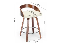 Juego de 2 taburetes de bar, 37x48x77cm, altura regulable, asientos giratorios acolchados, beige, para comedor y salón