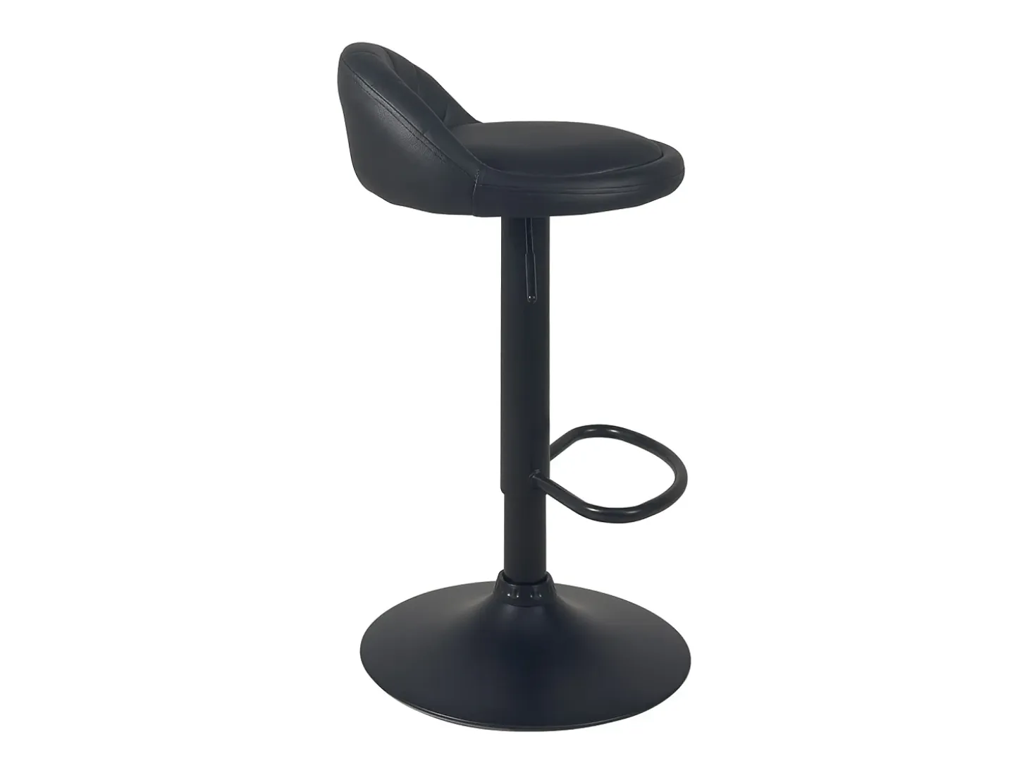 Juego de 2 taburetes de bar para cocina, asiento de cuero sintético, pequeño respaldo, giratorio, altura ajustable, base negra SATI+ (negro)