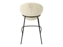 Juego de 2 taburetes de bar BOBBY de tela con estructura de metal negro – Altura del asiento 76 cm-Color ribete verde crudo