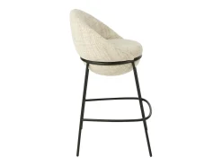 Juego de 2 taburetes de bar BOBBY de tela con estructura de metal negro – Altura del asiento 76 cm-Color ribete verde crudo