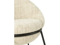 Juego de 2 taburetes de bar BOBBY de tela con estructura de metal negro – Altura del asiento 76 cm-Color ribete verde crudo