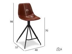 Juego de 2 taburetes de bar pivotantes Isabel - Piel sintética y metal - Marrón