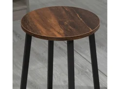 Juego de 2 taburetes de bar, diseño industrial, metal y madera, patas de acero, marrón (42 x 42 x 65 cm)
