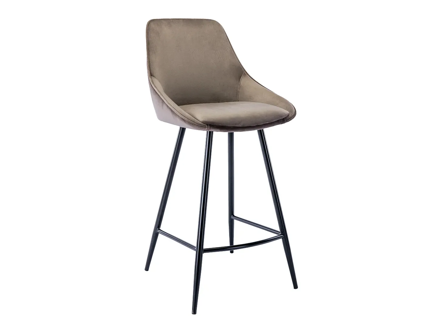Juego de 2 taburetes de bar - Terciopelo - Gris topo - MASURIE