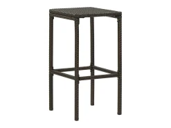 Juego de 4 taburetes de bar con cojines de resina de mimbre marrón