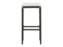 Juego de 4 taburetes de bar con cojines de resina de mimbre marrón
