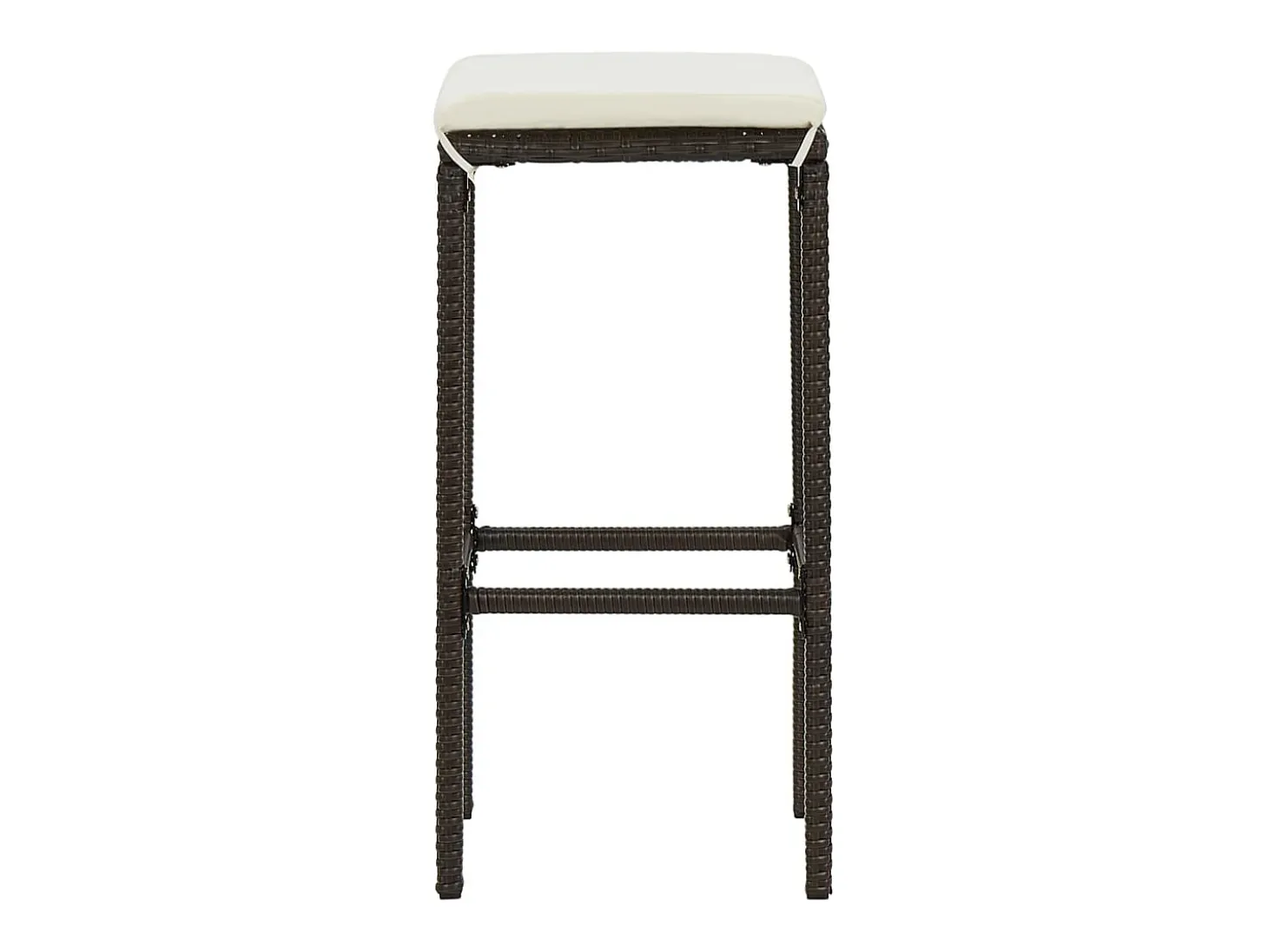 Juego de 4 taburetes de bar con cojines de resina de mimbre marrón