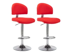 Juego de 2 taburetes de bar de piel sintética roja