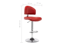 Juego de 2 taburetes de bar en piel sintética color rojo burdeos