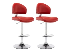 Juego de 2 taburetes de bar en piel sintética color rojo burdeos